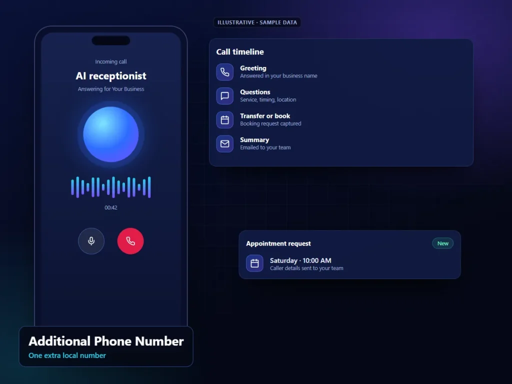 Additional Phone Number: illustrative phone interface (sample content)