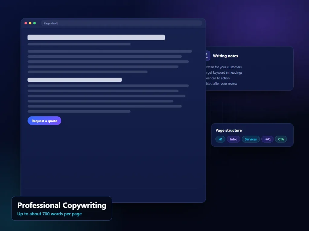 Professional Copywriting: illustrative copy interface (sample content)