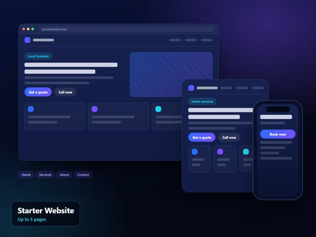 Starter Website: illustrative devices interface (sample content)